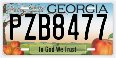 GA license plate PZB8477