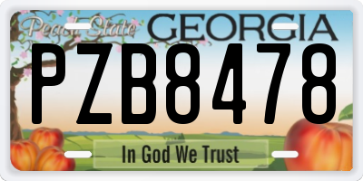 GA license plate PZB8478