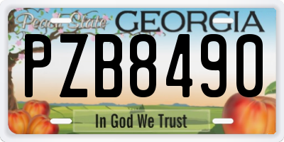 GA license plate PZB8490