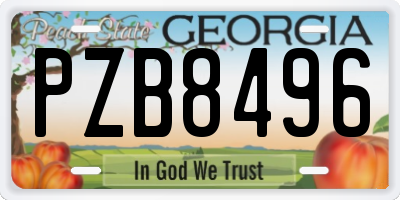 GA license plate PZB8496