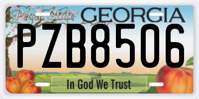 GA license plate PZB8506