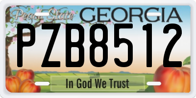 GA license plate PZB8512