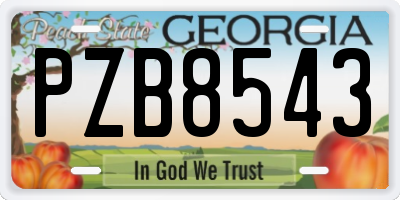 GA license plate PZB8543