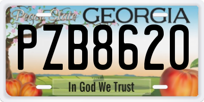 GA license plate PZB8620