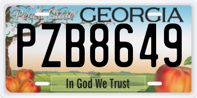 GA license plate PZB8649