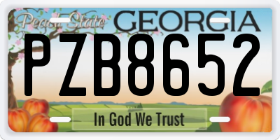 GA license plate PZB8652