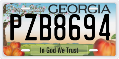 GA license plate PZB8694