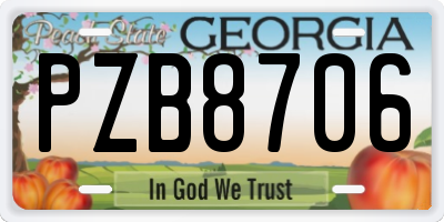 GA license plate PZB8706