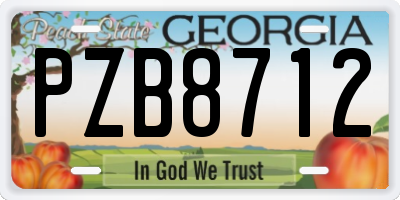 GA license plate PZB8712