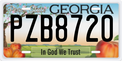 GA license plate PZB8720