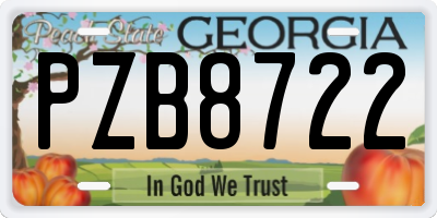 GA license plate PZB8722