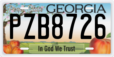 GA license plate PZB8726