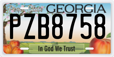 GA license plate PZB8758