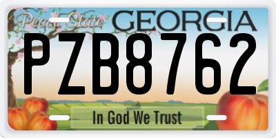 GA license plate PZB8762