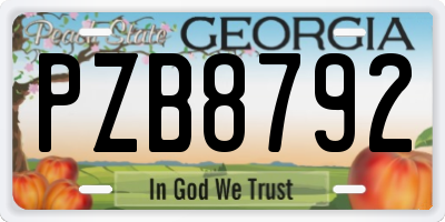 GA license plate PZB8792