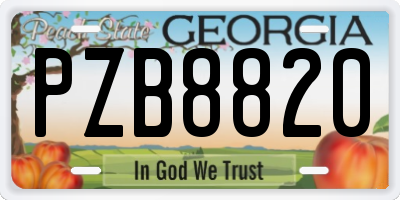 GA license plate PZB8820