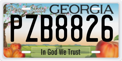 GA license plate PZB8826
