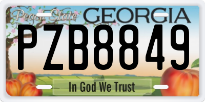 GA license plate PZB8849