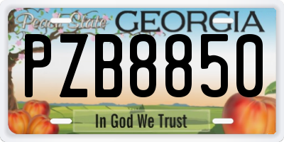 GA license plate PZB8850
