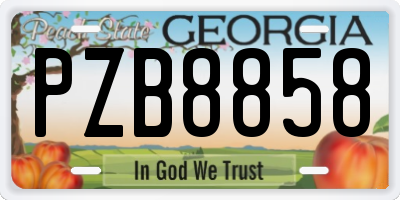 GA license plate PZB8858