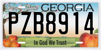 GA license plate PZB8914