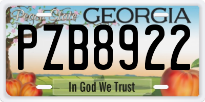 GA license plate PZB8922