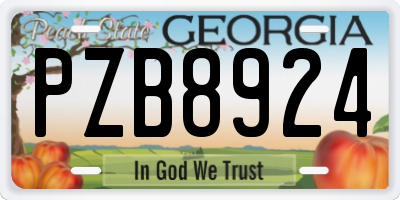 GA license plate PZB8924