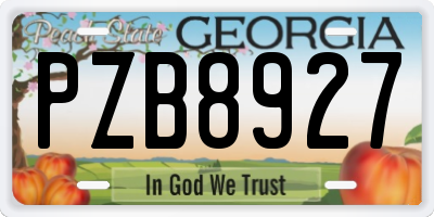 GA license plate PZB8927