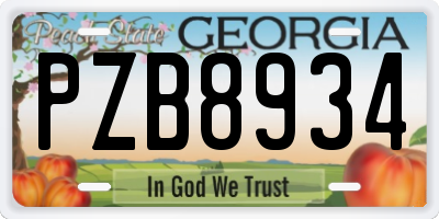 GA license plate PZB8934