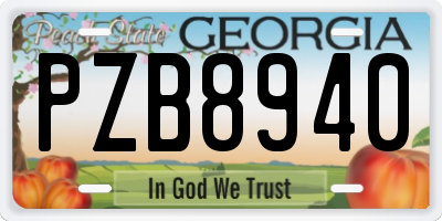 GA license plate PZB8940