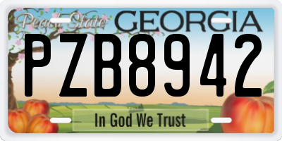 GA license plate PZB8942