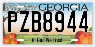 GA license plate PZB8944