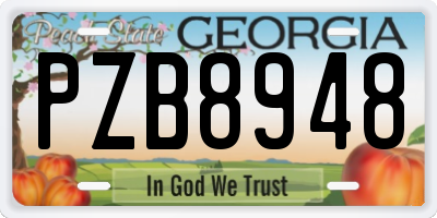 GA license plate PZB8948