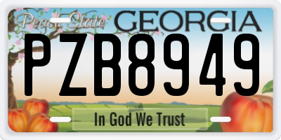 GA license plate PZB8949