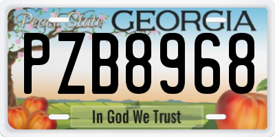 GA license plate PZB8968