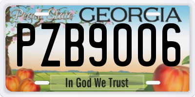 GA license plate PZB9006