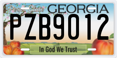 GA license plate PZB9012