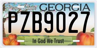 GA license plate PZB9027