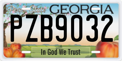 GA license plate PZB9032