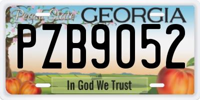 GA license plate PZB9052
