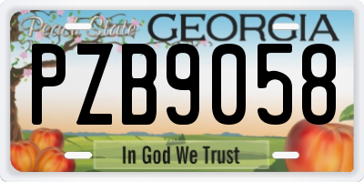 GA license plate PZB9058