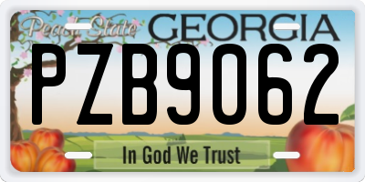 GA license plate PZB9062