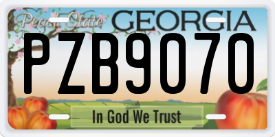 GA license plate PZB9070