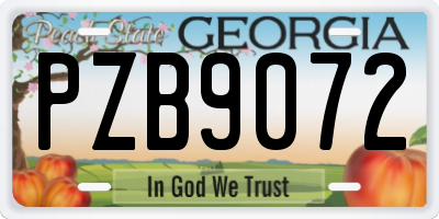 GA license plate PZB9072