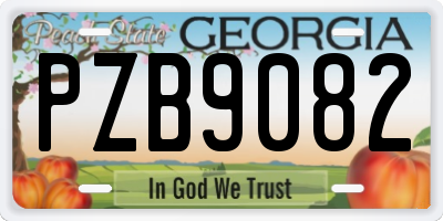 GA license plate PZB9082