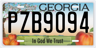 GA license plate PZB9094