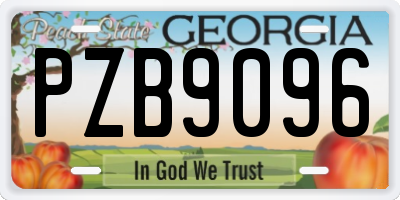 GA license plate PZB9096