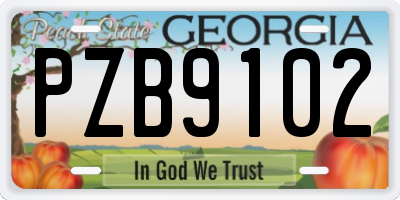 GA license plate PZB9102
