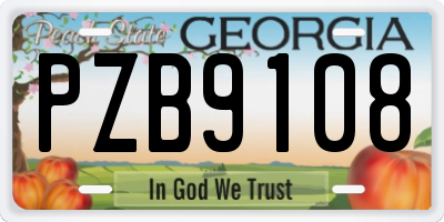 GA license plate PZB9108