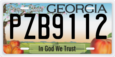 GA license plate PZB9112
